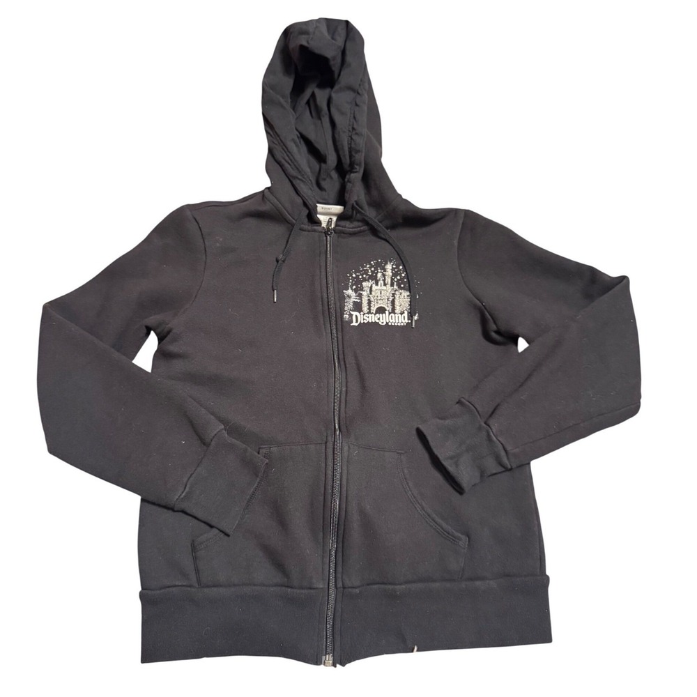 Disney Parks Disneyland Resort Black Zip Up Hoodie Castle Ferris Wheel Womens  M